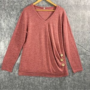 Made‎ With Love Womens Salmon Colored Long Sleeve Contemporary Pullover Size XL